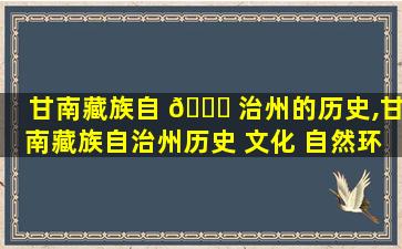 甘南藏族自 🐒 治州的历史,甘南藏族自治州历史 文化 自然环境 设计特色民宿